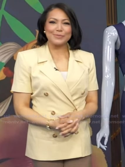 Stephanie’s yellow short sleeve blazer on Good Morning America