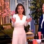 Sunny’s white pointelle knit dress on The View