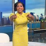 Tamron’s yellow floral print dress on Tamron Hall Show