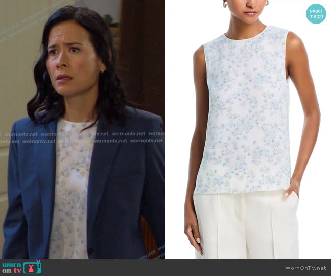 Theory Straight Shell Top worn by Amy Choi (Shi Ne Nielson) on Days of our Lives