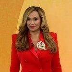 Tina Knowles’s red blazer and pants on Today