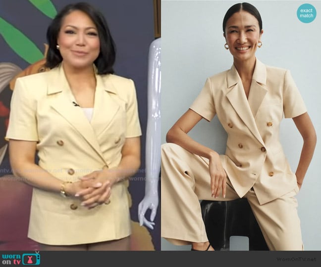 Toccin Short Sleeved Double Breasted Blazer worn by Stephanie Ramos on Good Morning America