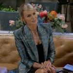 Vanessa’s blue chain print blazer on Beyond the Gates