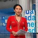 Vicky’s red ribbed knit dress on NBC News Daily