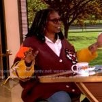 Whoopi’s brown tiger print cardigan on The View
