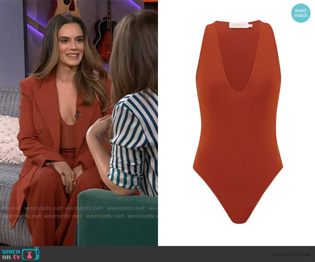 Sepideh’s orange bodysuit on The Kelly Clarkson Show Sepideh’s orange bodysuit on The Kelly Clarkson Show