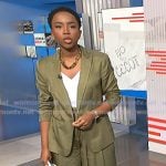 Zinhle’s green blazer and wide-leg pants on NBC News Daily