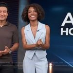 Zuri’s blue vest and pants on Access Hollywood
